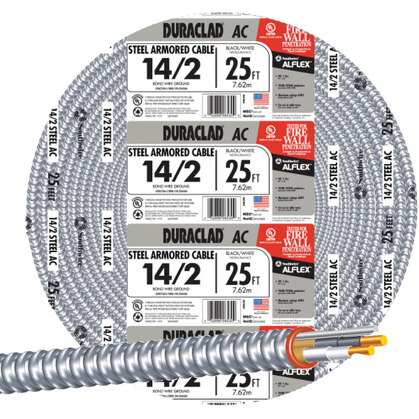 Southwire 25 Ft. 14/2 AC Armored Cable Electrical Wire 55278321