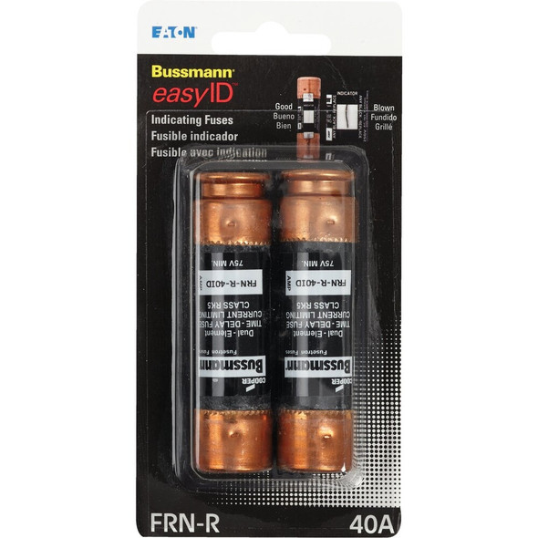 Bussmann 40A FRN-R Cartridge Heavy-Duty Time Delay Cartridge Fuse (2-Pack) BP/FRNR-40ID 524748