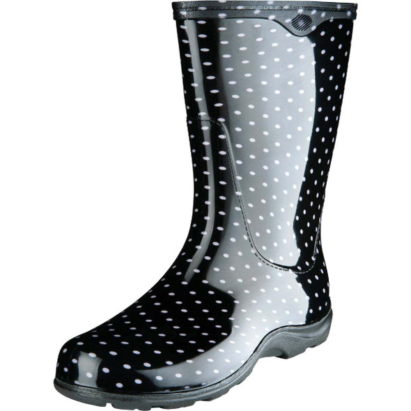 Sloggers Women's Size 10 Black with White Polka Dots Rain & Garden Rubber Boot