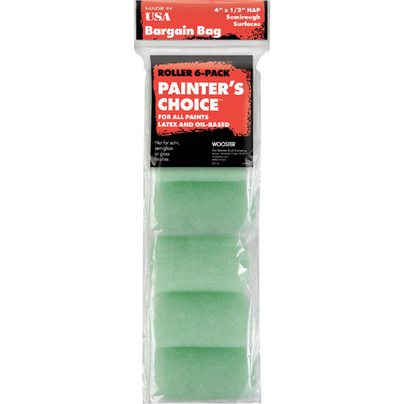 Wooster Painter's Choice 4 In. x 1/2 In. Knit Fabric Roller Cover (6-Pack)