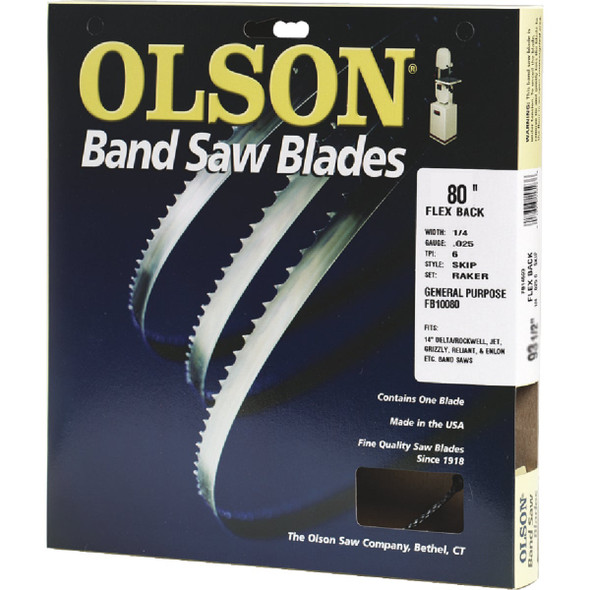 Olson 80 In. x 3/16 In. 10 TPI Regular Flex Back Band Saw Blade FB10080DB Olson 80 In. x 3/16 In. 10 TPI Regular Flex Back Band Saw Blade FB10080DB