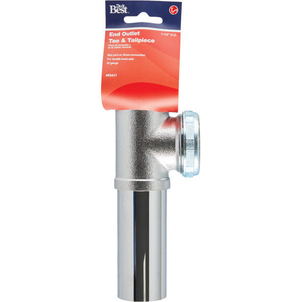 Do it Best 1-1/2 In. Chrome Plated End Outlet Tee Do it Best 1-1/2 In. Chrome Plated End Outlet Tee