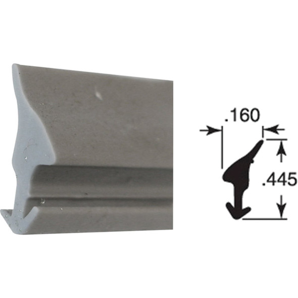 Prime-Line .160 x .445 x 200 Ft. Gray Vinyl Glass Retainer Spline P7786