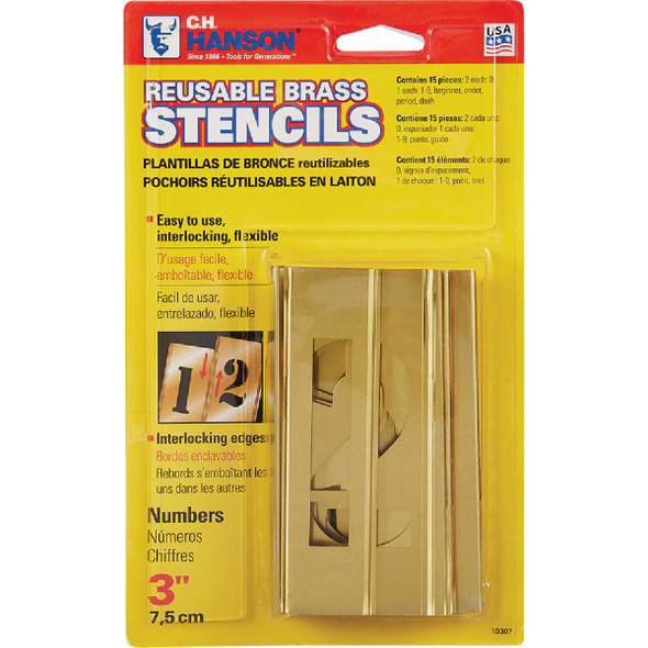 C.H. Hanson 3 In. Numeral Stencil Set (15 Piece) 10307