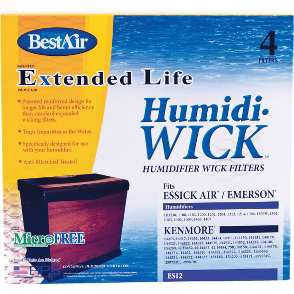 BestAir Extended Life Humidi-Wick ES12 Humidifier Wick Filter (4-Pack) ES12-2