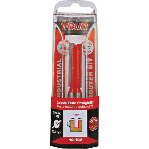 Freud 1/2 In. x 1-1/2 In. Double Flute Eclipse Grind Straight Router Bit 12-122