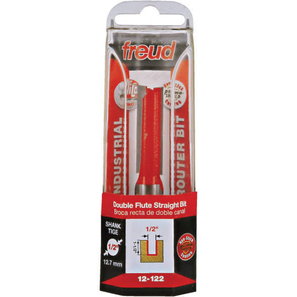 Freud 1/2 In. x 1-1/2 In. Double Flute Eclipse Grind Straight Router Bit 12-122