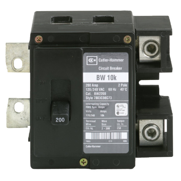 Eaton BW 200A Double-Pole Standard Trip Main Breaker BW2200