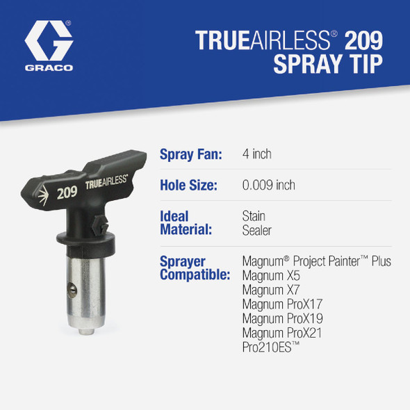 Graco TrueAirless 209 4 to 6 In. .009 Paint Sprayer Airless Spray Tip TRU209 779057
