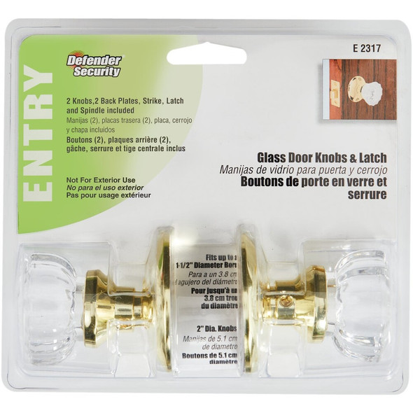 Defender Security Glass Knob Passage Door Latch Set E 28326 245323