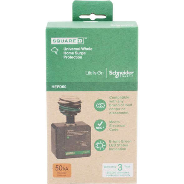 Square D 120V-240V Panel Mounted Whole House Surge Protector HEPD50 502394