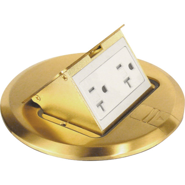 Southwire Brass 5.6 In. x 5.9 In. Floor Box Outlet Kit FBCVBR-TRWR-KIT