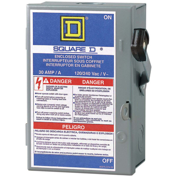Square D 30a Enclosed Switch L221N