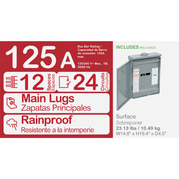 Homeline 125a Load Center HOM1224L125PRB 544507