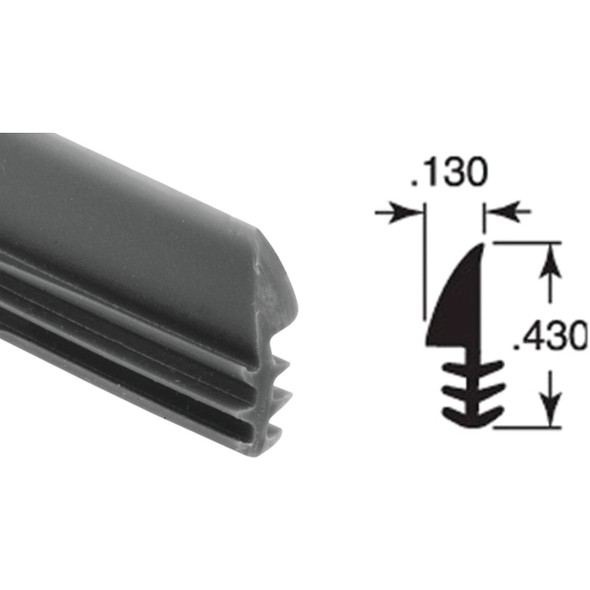 Prime-Line .130 x .430 x 200 Ft. Glass Glazing Spline P7795