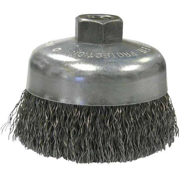 Weiler Vortec 6 In. Crimped 0.02 In. Angle Grinder Wire Brush 36037