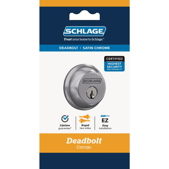 Schlage Light-Duty Commercial Satin Chrome Double Cylinder Deadbolt B62CSG626 241205