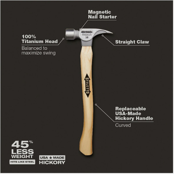 Stiletto 16 Oz. Milled-Face Framing Hammer with Hickory Handle TI16MC 345031