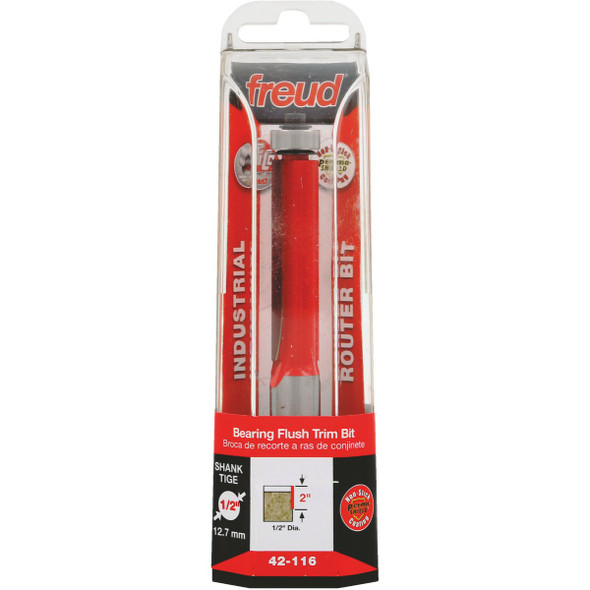 Freud 1/2 In. x 2 In. 2-Cutter Flush Trim Router Bit 42-116