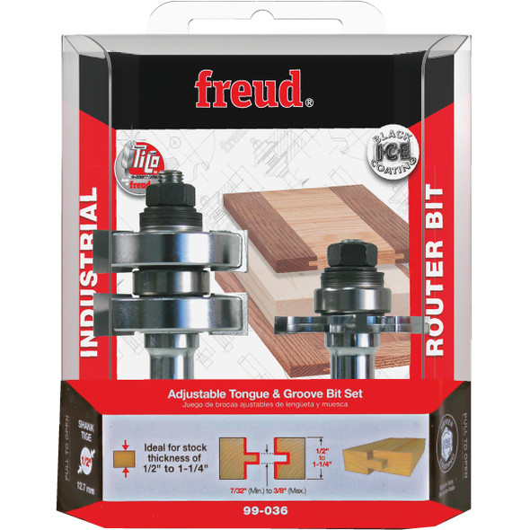 Freud 1-3/4 In. Adjustable Tongue & Groove Router Bit Set 99-036