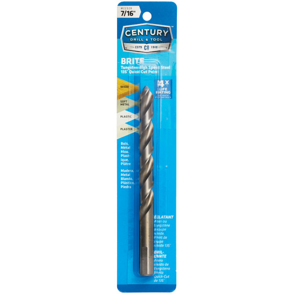 Century Drill & Tool 7/16" Brite Drill Bit 22328