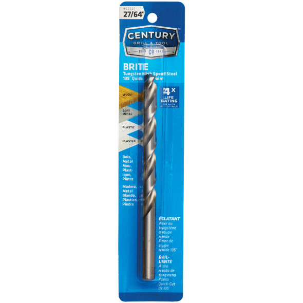 Century Drill & Tool 27/64" Brite Drill Bit 22327