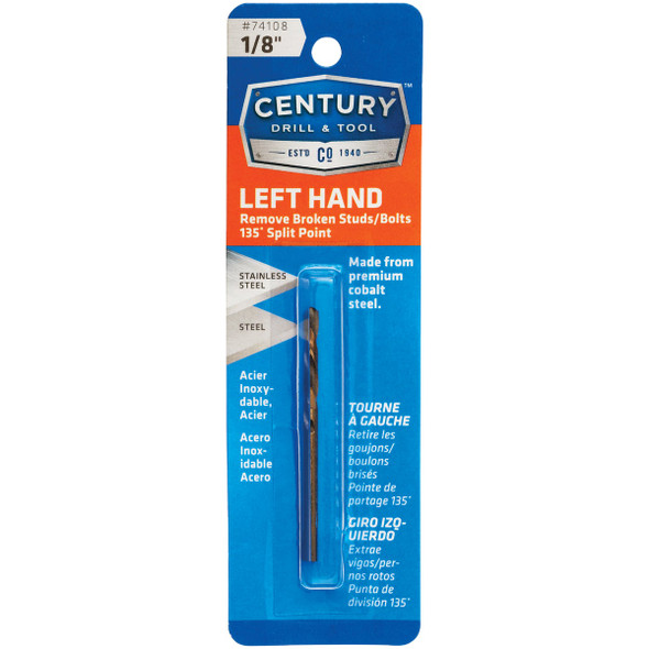 Century Drill & Tool 1/8 In. Cobalt Steel Left Hand Drill Bit 74108