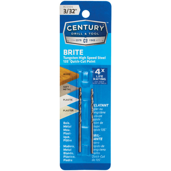 Century Drill & Tool 3/32" Brite Drill Bit 22306