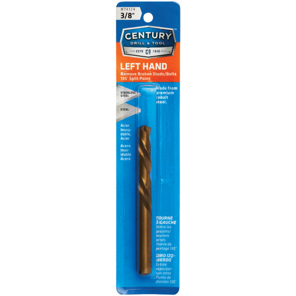 Century Drill & Tool 3/8 In. Cobalt Steel Left Hand Drill Bit 74124 Century Drill & Tool 3/8 In. Cobalt Steel Left Hand Drill Bit 74124