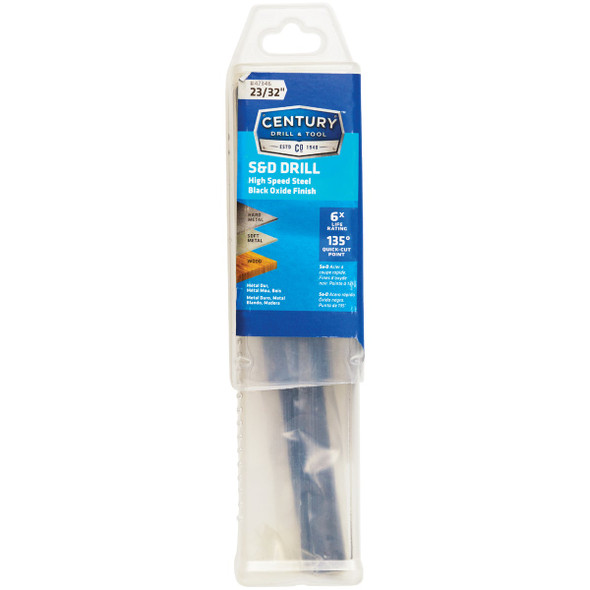 Century Drill & Tool 23/32 In. S&D High Speed Steel Black Oxide Drill Bit 47346