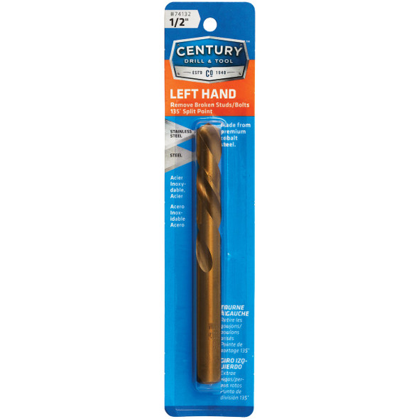 Century Drill & Tool 1/2 In. Cobalt Steel Left Hand Drill Bit 74132