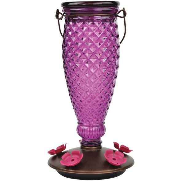 Perky-Pet Diamond Wine 24 Oz. Glass Top-Fill Hummingbird Feeder 9102-2