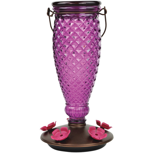 Perky-Pet Diamond Wine 24 Oz. Glass Top-Fill Hummingbird Feeder 9102-2