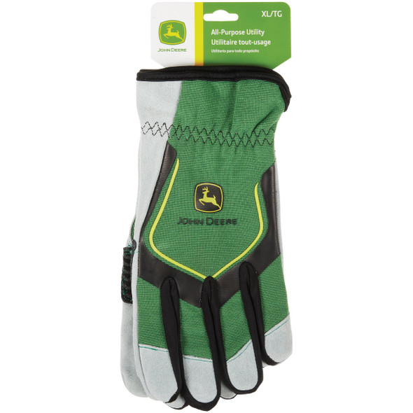 John Deere Men's XL Split Cowhide Leather Green Work Glove JD00035-XL 767026