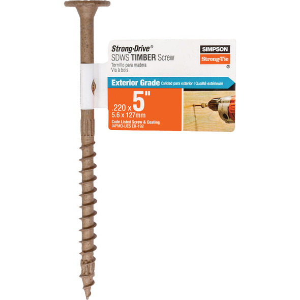 Strong-Drive SDWS TIMBER Screw (Exterior Grade)  0.220 in. x 5 in. T40, Tan