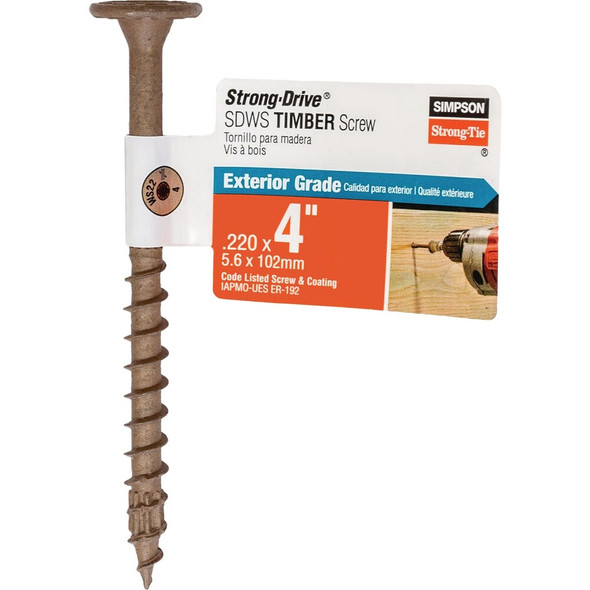 Strong-Drive SDWS TIMBER Screw (Exterior Grade)  0.220 in. x 4 in. T40, Tan SDWS22400DB-RP1 246541