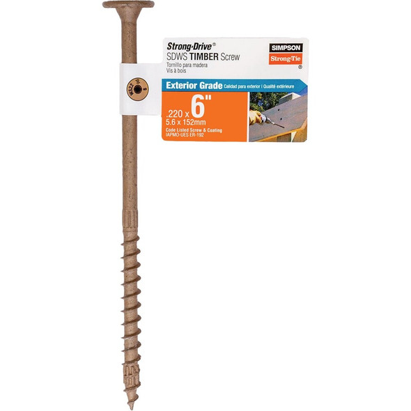 Strong-Drive SDWS TIMBER Screw (Exterior Grade)  0.220 in. x 6 in. T40, Tan SDWS22600DB-RP1 252025