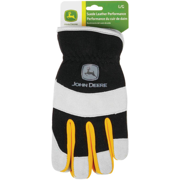 John Deere Men's Large Cowhide Leather Black Work Glove JD86020-L 731632