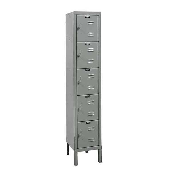 Box Locker, 12 in W, 12 in D, 66 in H, (1) Wide, (5) Tier, Dark Gray