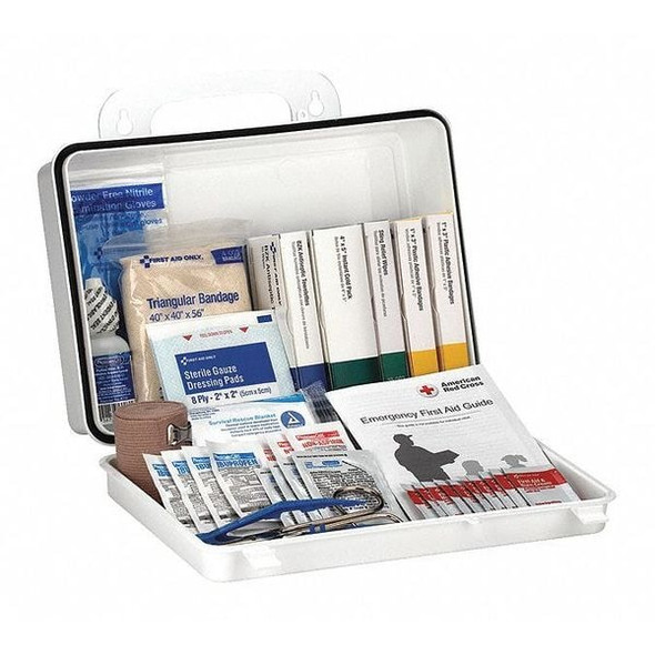 Manufacturer Varies First Aid Kit and Housing, Plastic 99 Components, 10 People Served 59309