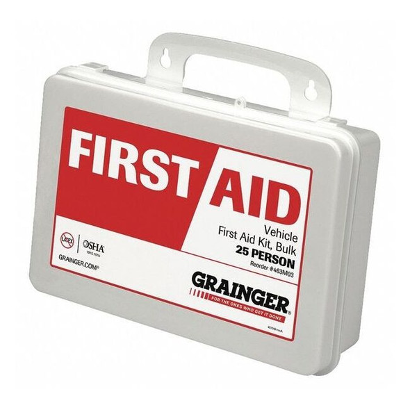 First Aid Kit and Housing, Plastic 96 Components, 25 People Served