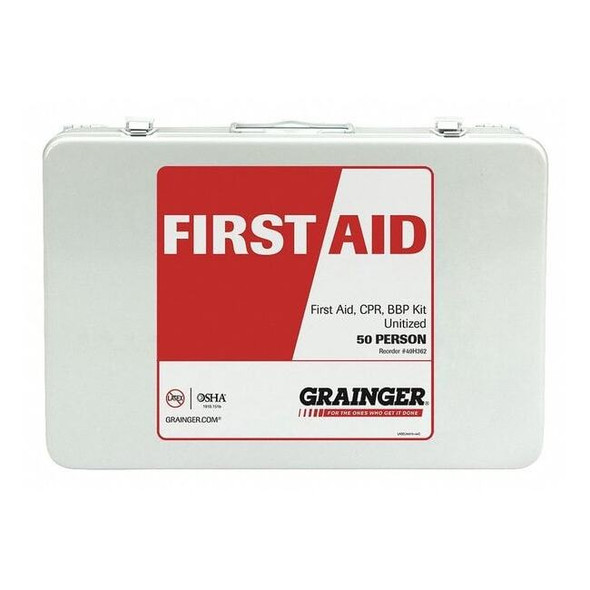 First Aid Kit and Housing, Metal 171 Components, 50 People Served