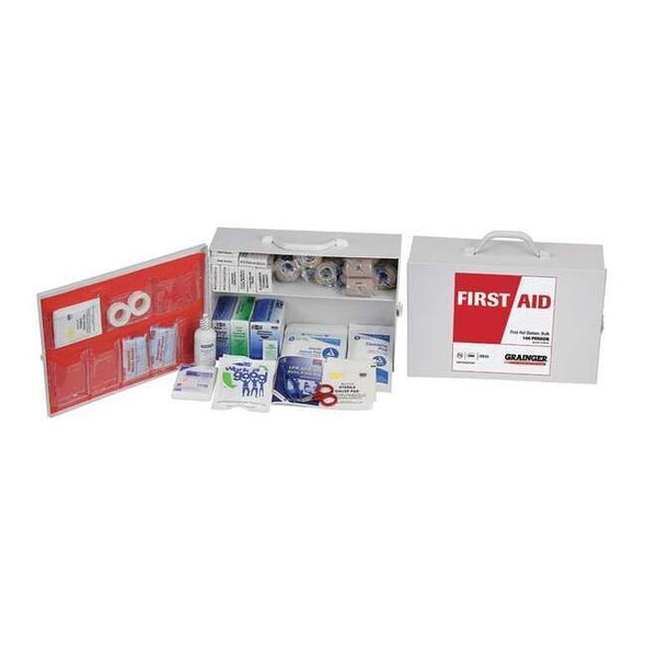 First Aid Kit and Housing, Metal 369 Components, 100 People Served