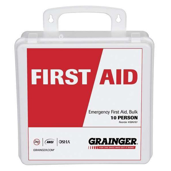 Manufacturer Varies First Aid Kit and Housing, Plastic 133 Components, 10 People Served 54551