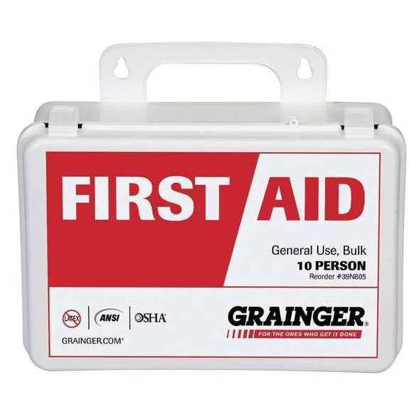 Manufacturer Varies First Aid Kit and Housing, Plastic 65 Components, 10 People Served 54510