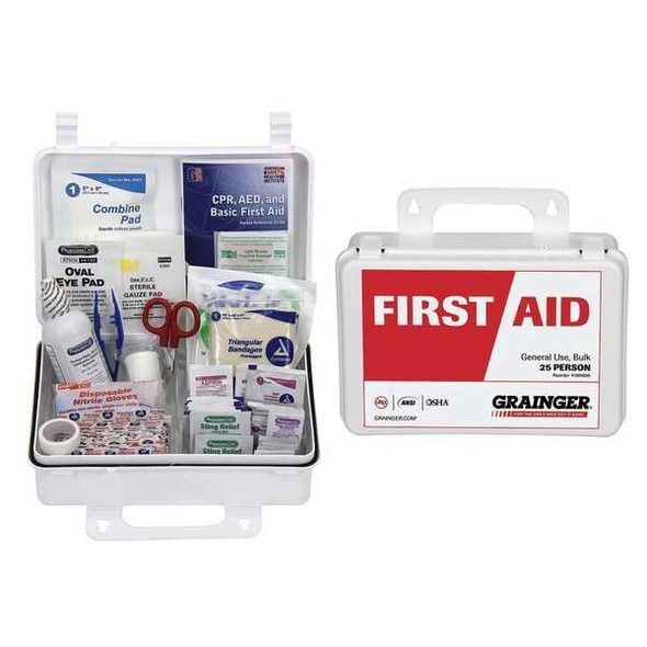 First Aid Kit and Housing, Plastic 185 Components, 25 People Served