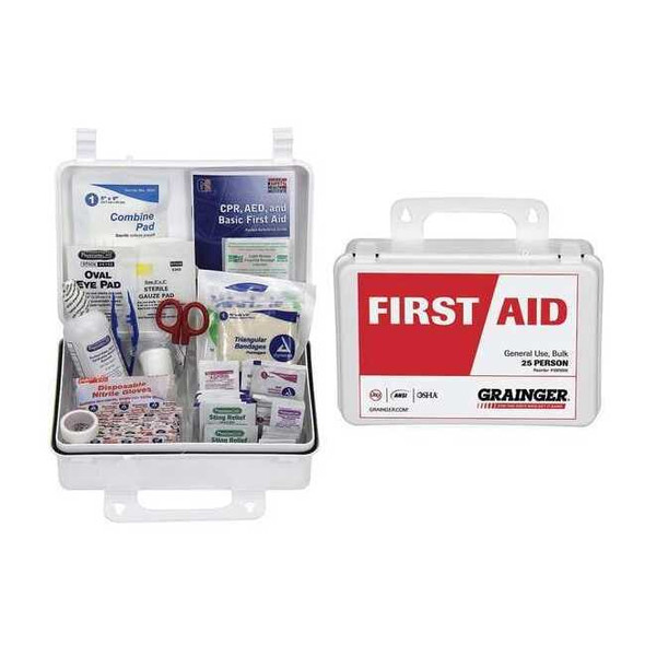 First Aid Kit and Housing, Plastic 185 Components, 25 People Served