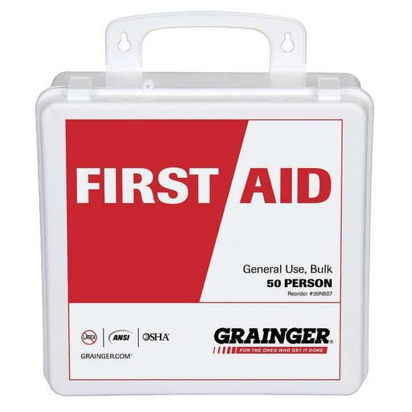 Manufacturer Varies First Aid Kit and Housing, Plastic 184 Components, 50 People Served 54512