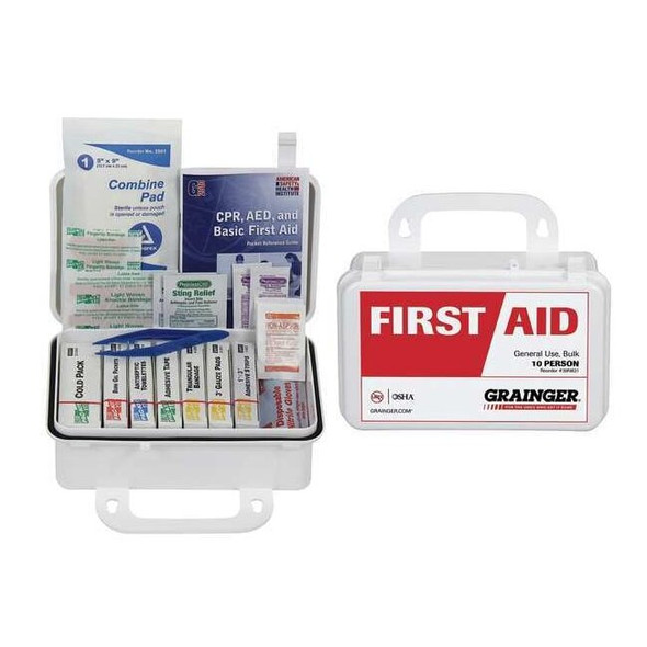 First Aid Kit and Housing, Plastic 57 Components, 10 People Served