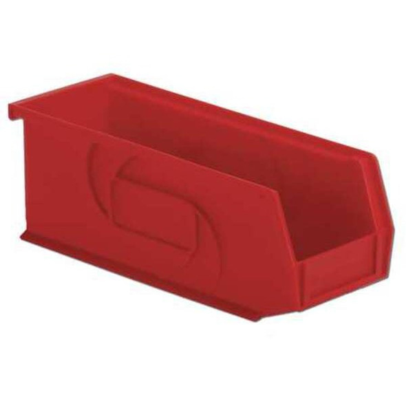 Hang & Stack Storage Bin, Plastic, Red, 4 in H, 4 1/8 in W, 10 7/8 in L